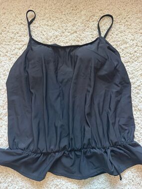 Black Peplum Tankini Top with Built-in Bra